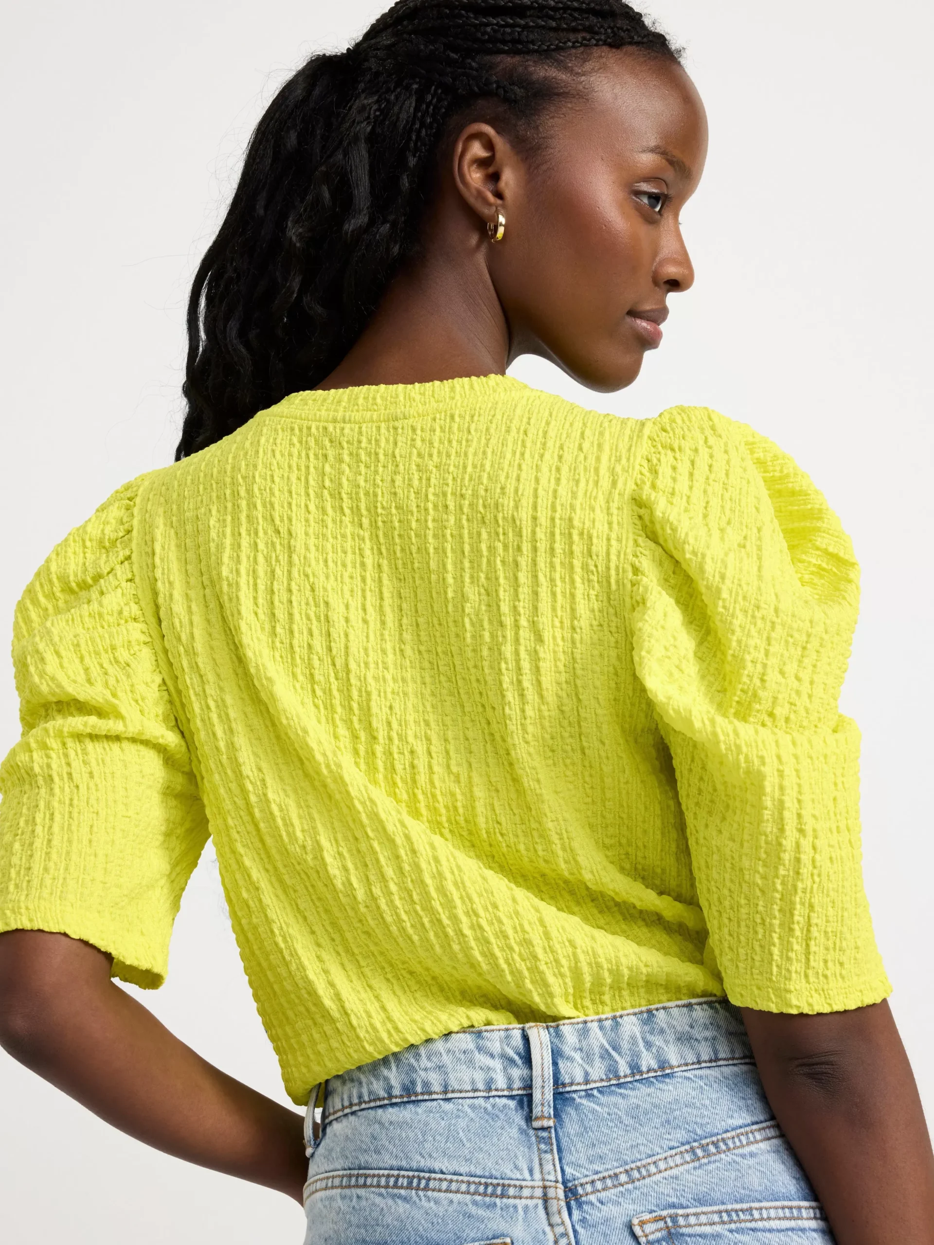 Toppar & T-Shirts>Lindex Topp Med Puffarm Och Struktur Light Lime