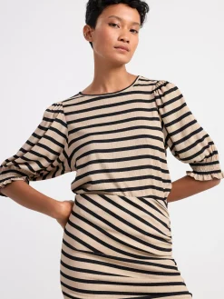 Toppar & T-Shirts>Lindex Topp Med Puffarm Och Struktur Beige