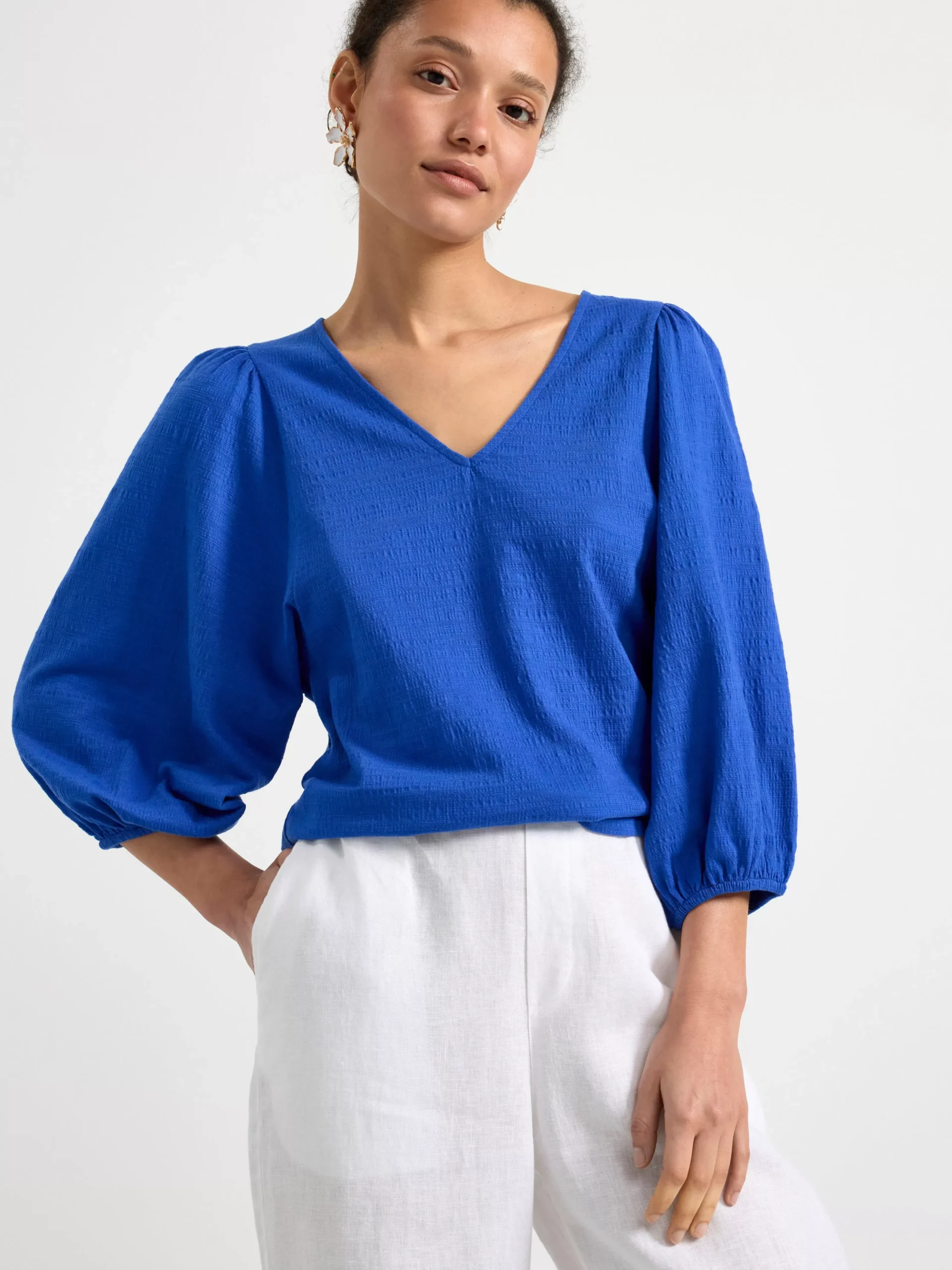 Toppar & T-Shirts>Lindex Topp Med Puffarm Och Struktur Blue