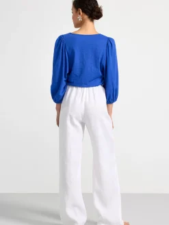 Toppar & T-Shirts>Lindex Topp Med Puffarm Och Struktur Blue
