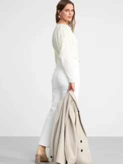 Toppar & T-Shirts>Lindex Topp Med Puffarm Och Struktur Light White