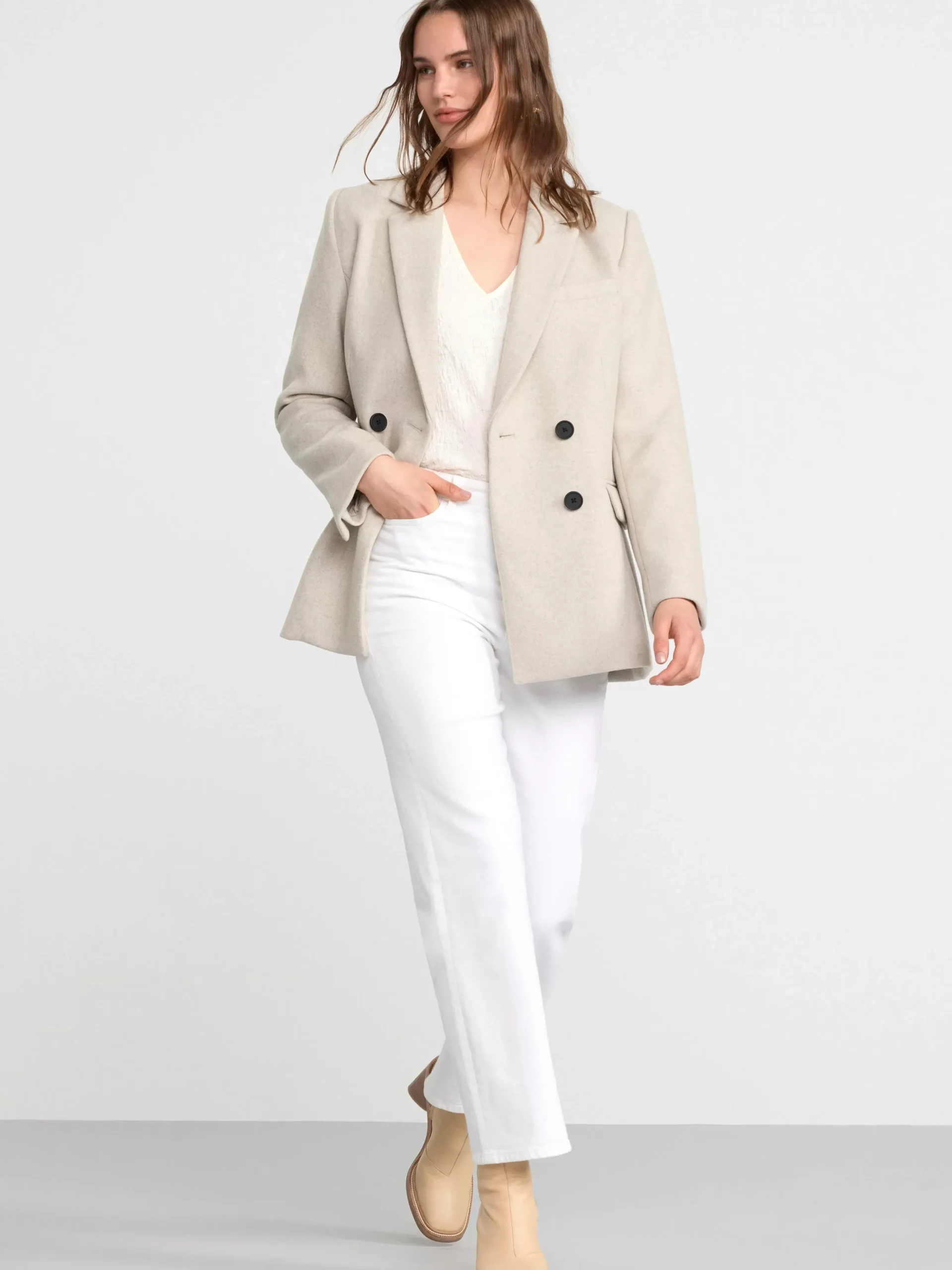 Toppar & T-Shirts>Lindex Topp Med Puffarm Och Struktur Light White