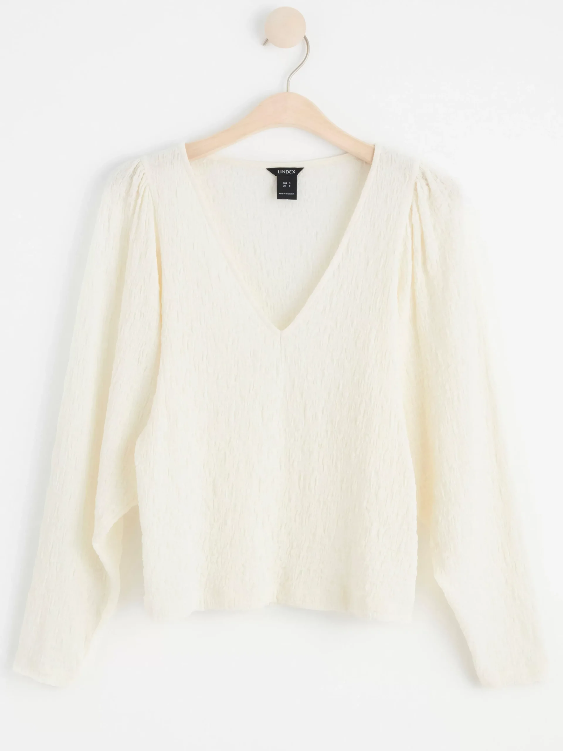 Toppar & T-Shirts>Lindex Topp Med Puffarm Och Struktur Light White