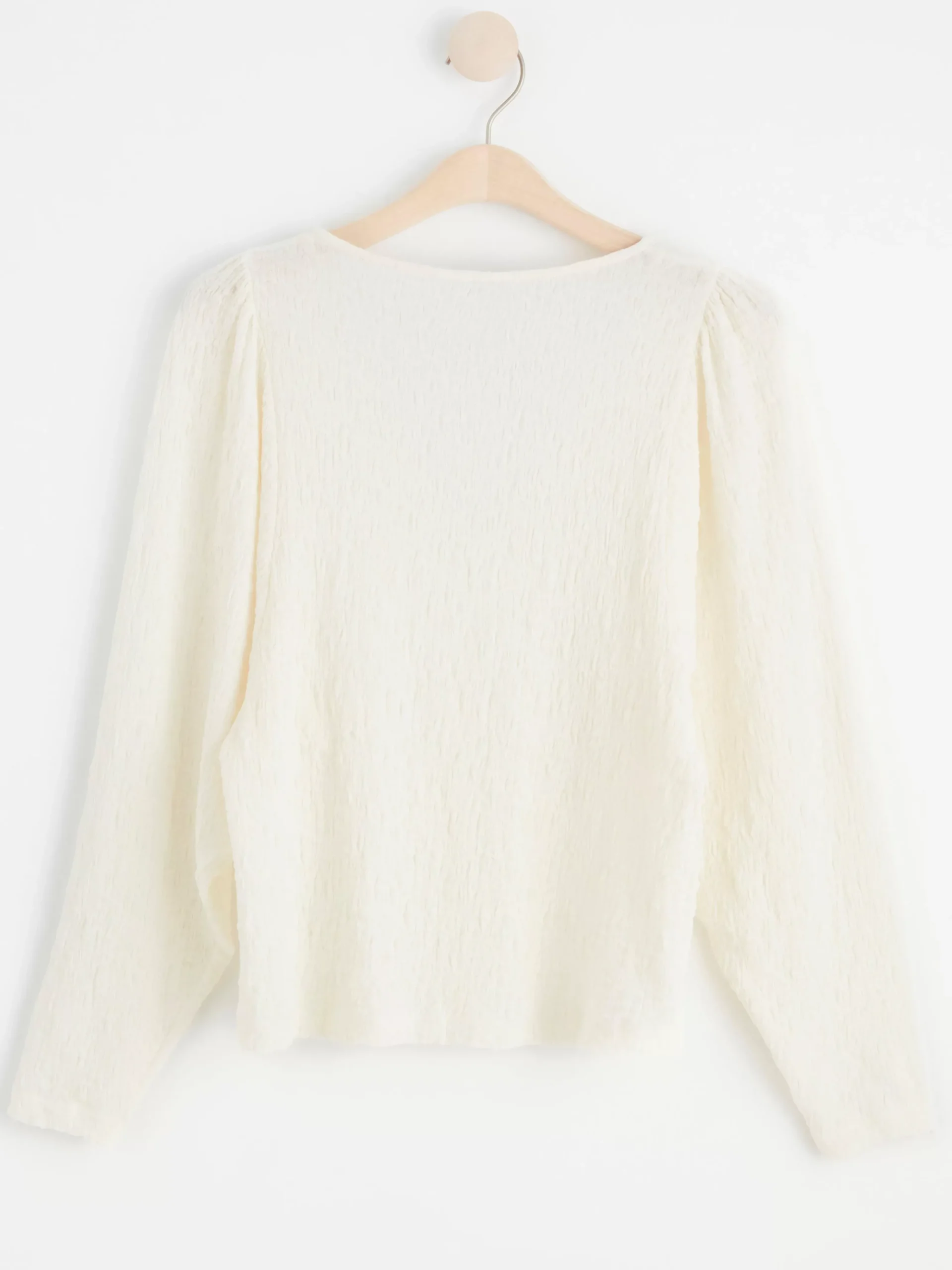 Toppar & T-Shirts>Lindex Topp Med Puffarm Och Struktur Light White