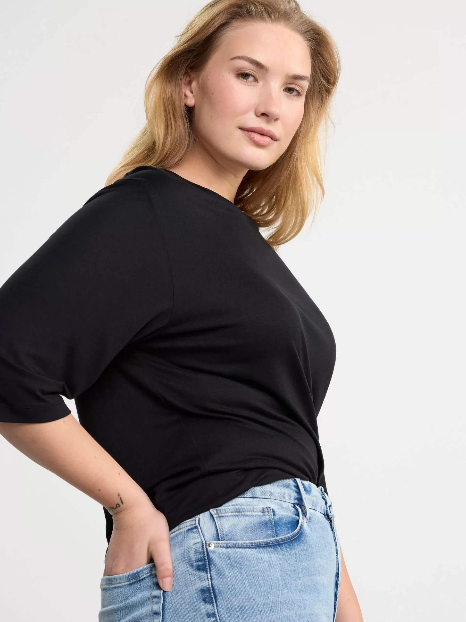 Toppar & T-Shirts>Lindex Topp Med Trekvartslang Arm Black