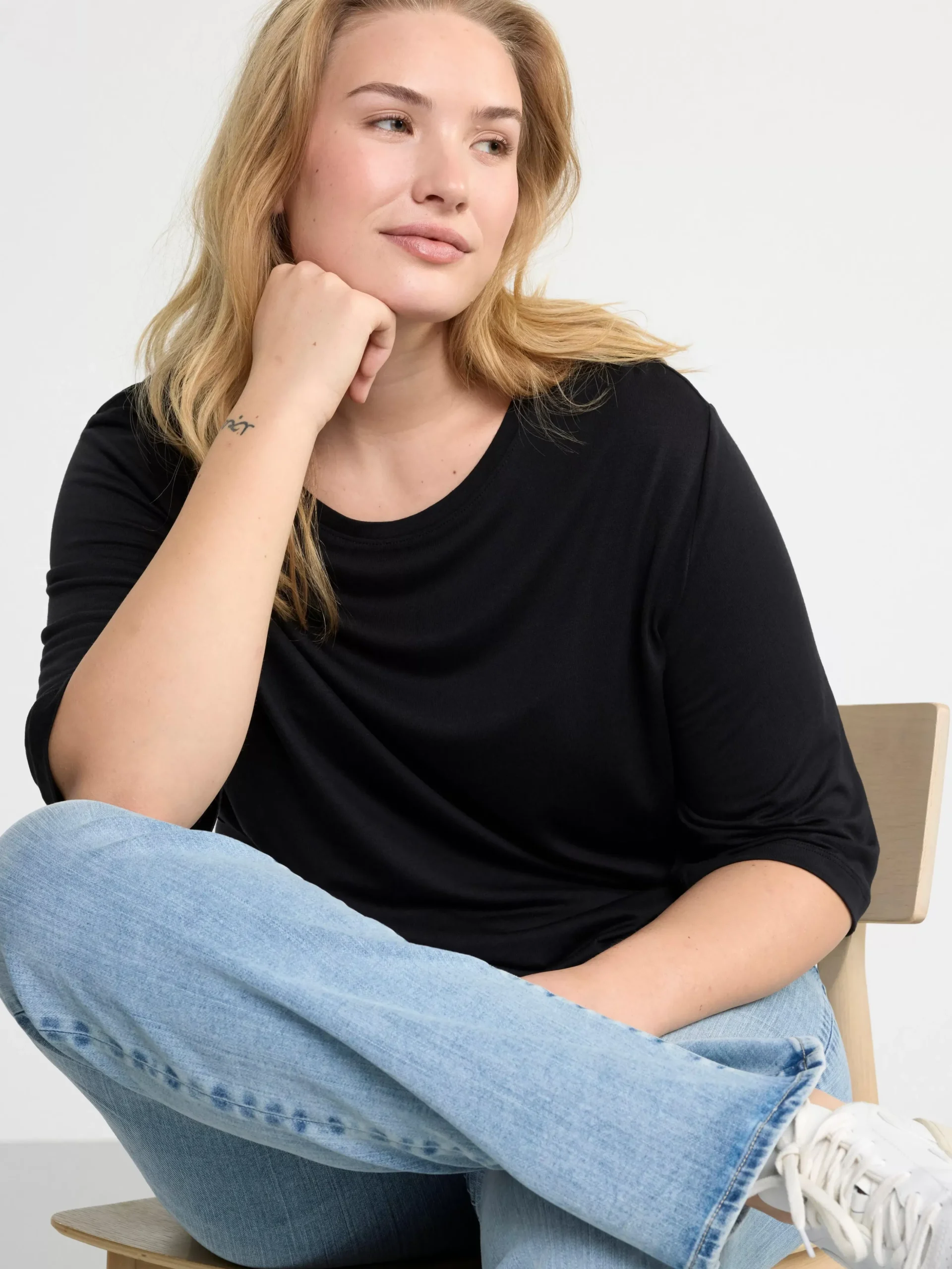 Toppar & T-Shirts>Lindex Topp Med Trekvartslang Arm Black