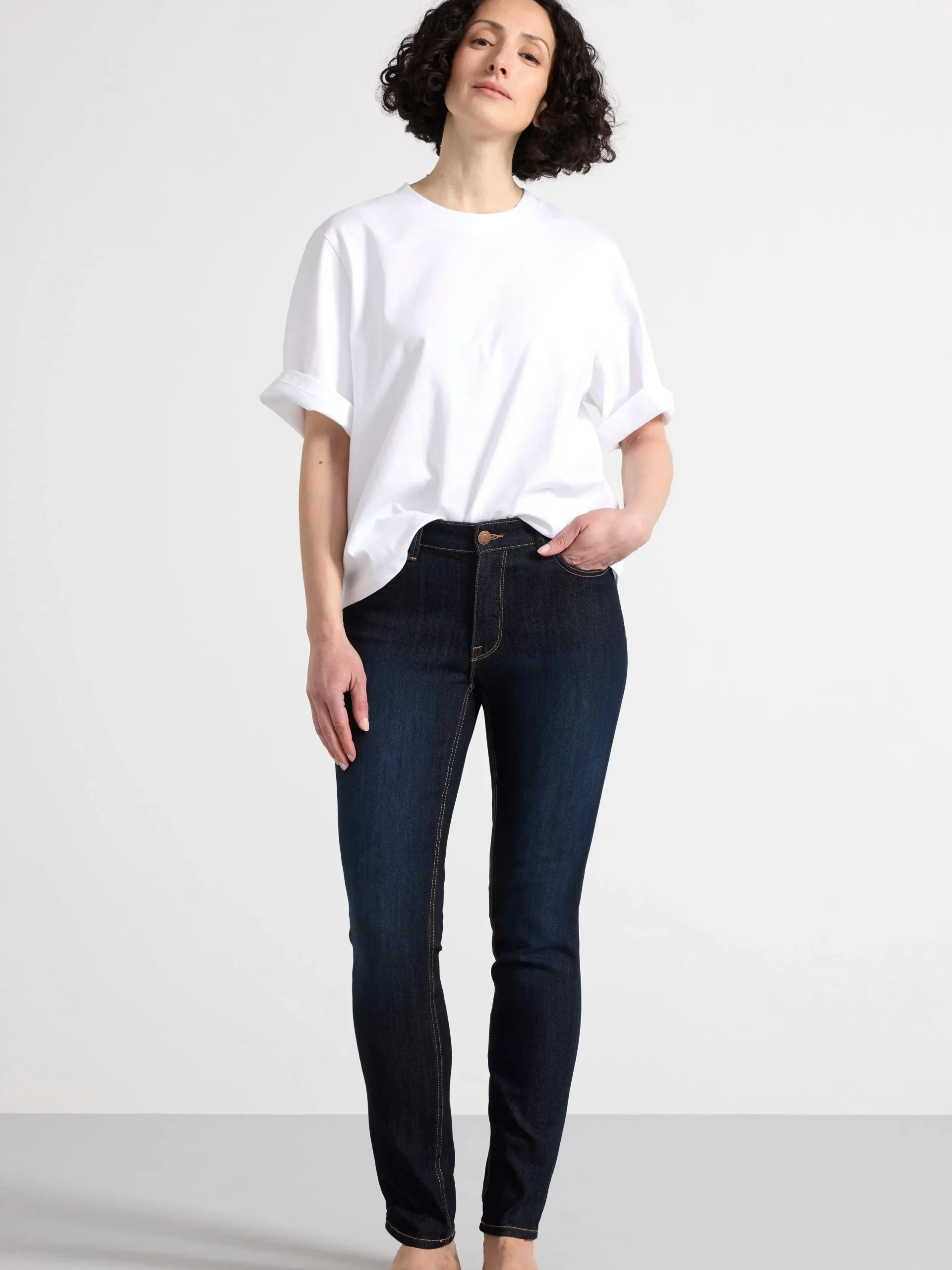 Jeans>Lindex Tova Morkbla Slim Fit Jeans Dark Denim