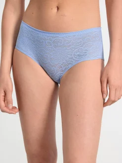 Trosor>Lindex Trosa Med Normalhog Midja Och Spets Light Dusty Blue