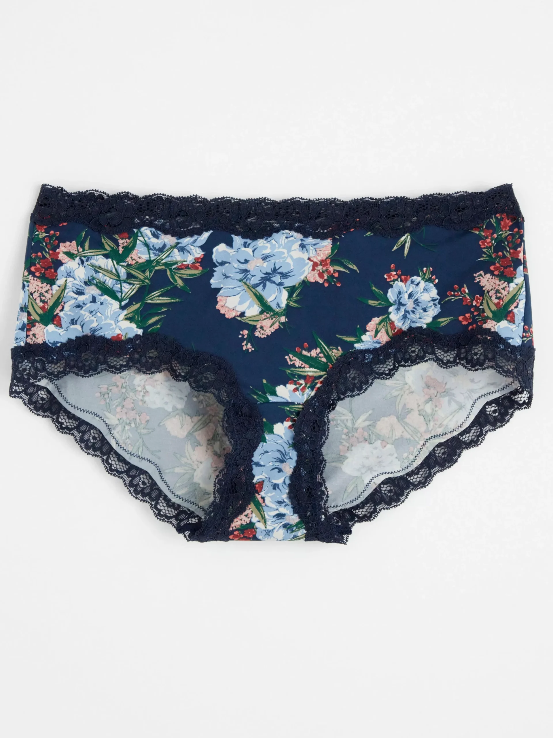 Trosor>Lindex Trosa Med Normalhog Midja Med Blommor Navy