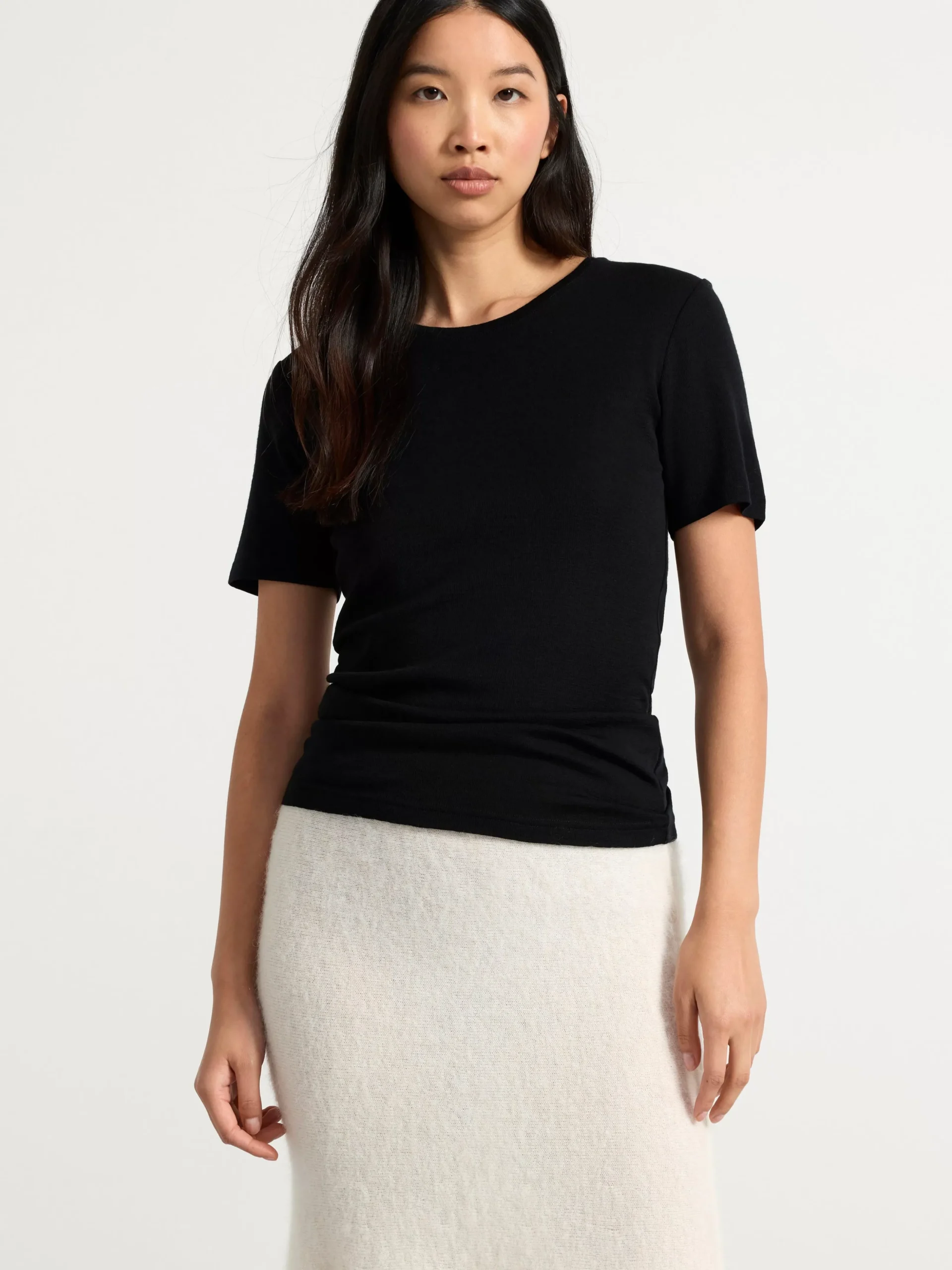 Toppar & T-Shirts>Lindex T-Shirt I Merinoull Black
