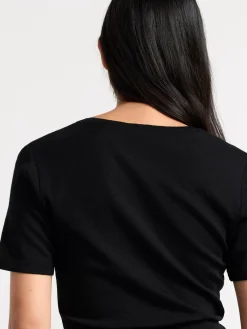 Toppar & T-Shirts>Lindex T-Shirt I Merinoull Black
