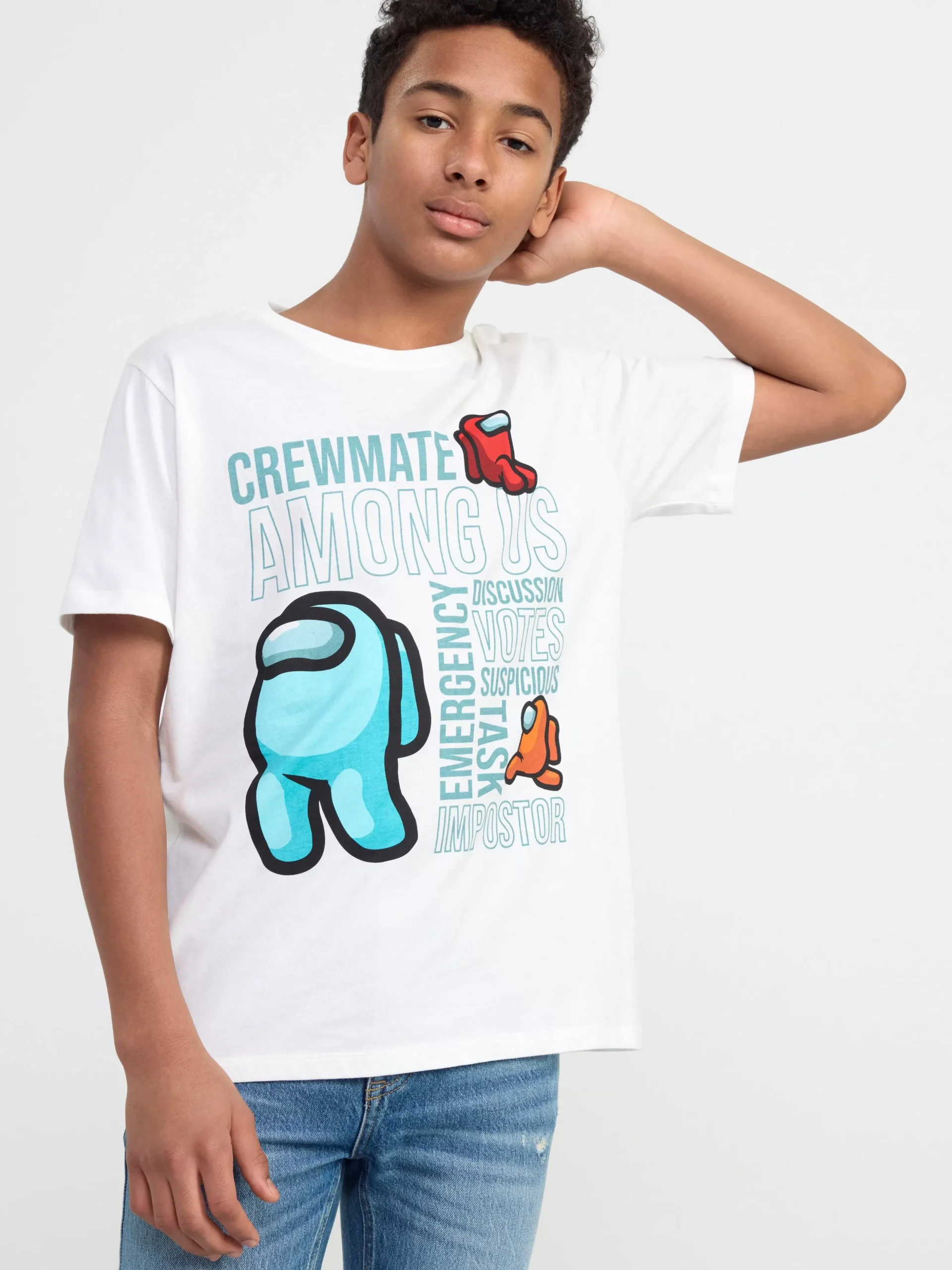 Toppar & T-Shirts>Lindex T-Shirt Med Among Us Off White