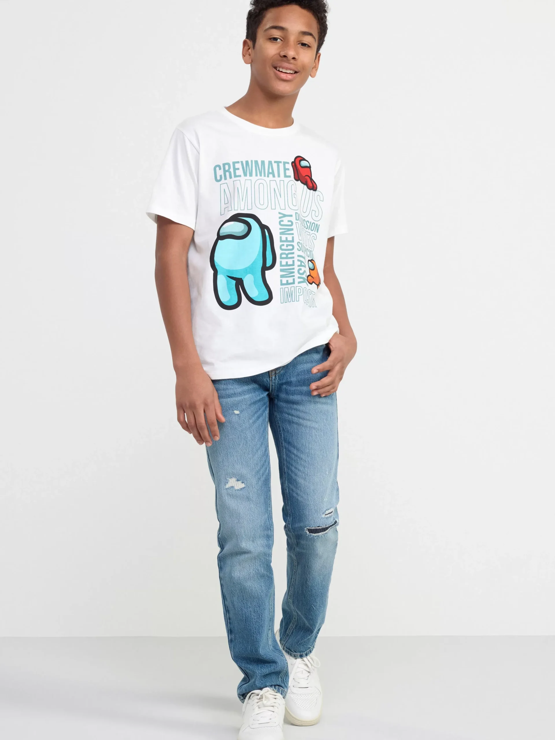 Toppar & T-Shirts>Lindex T-Shirt Med Among Us Off White