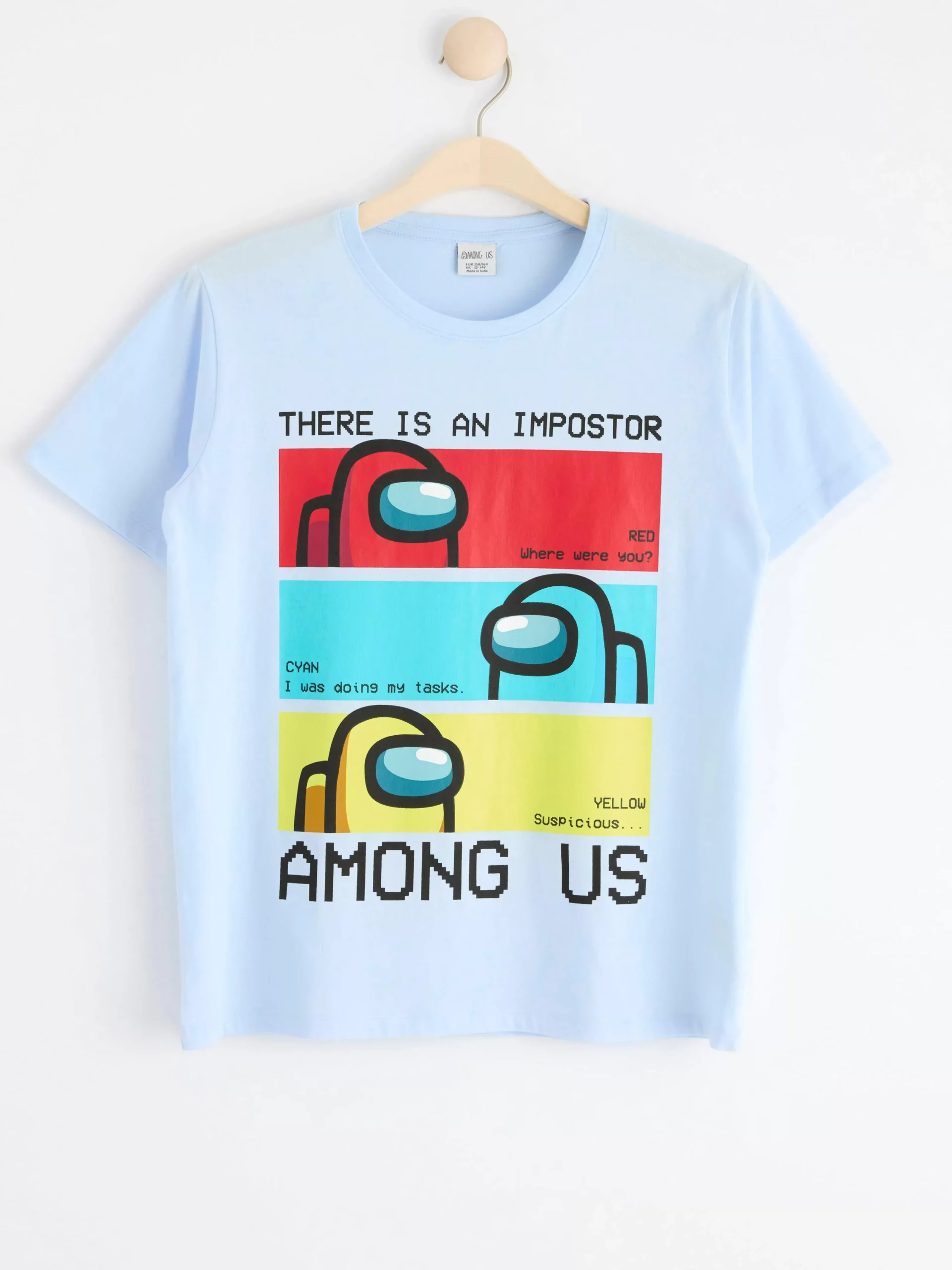 Toppar & T-Shirts>Lindex T-Shirt Med Among Us Light Blue