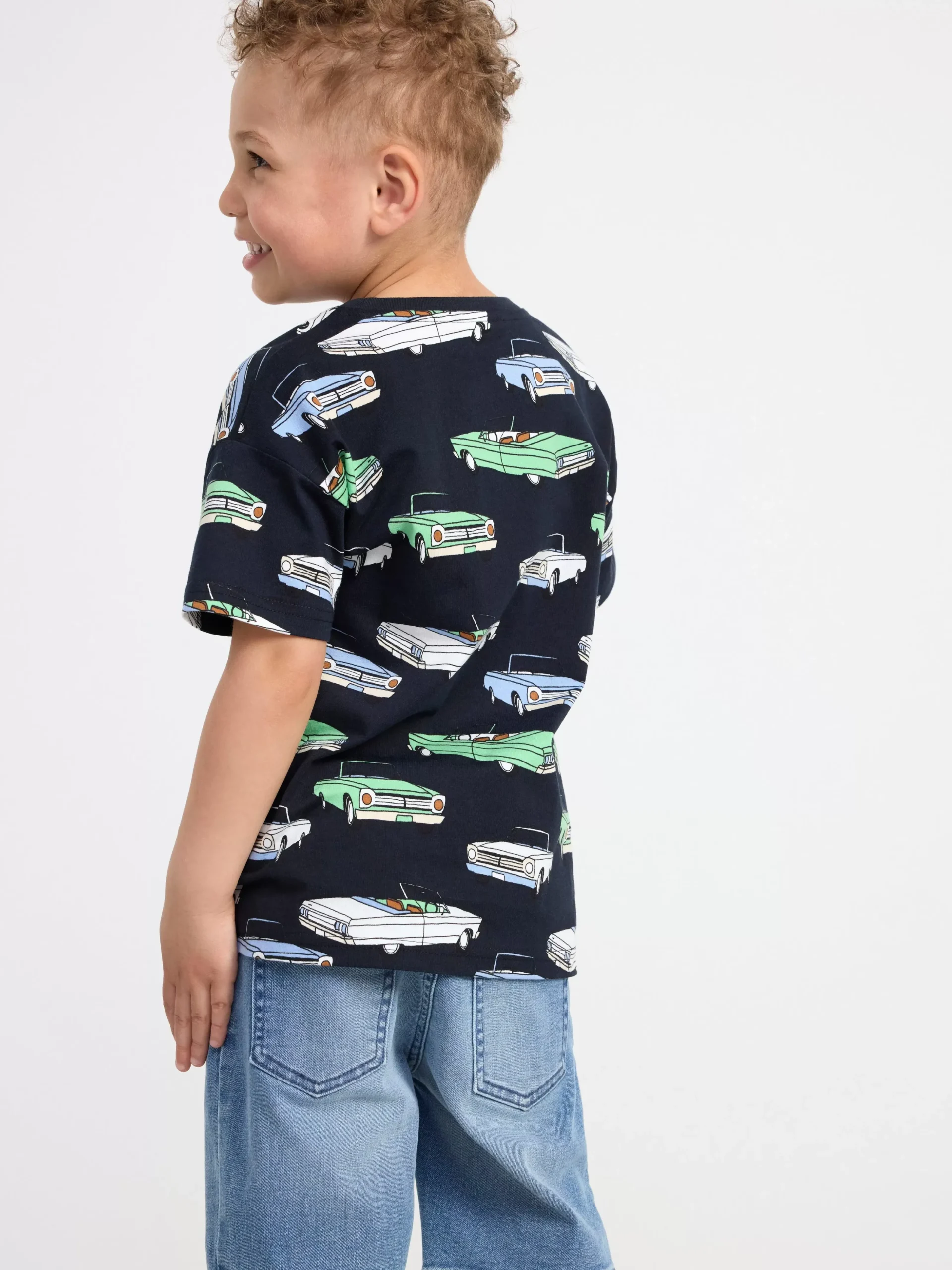 Toppar & T-Shirts>Lindex T-Shirt Med Bilar Dark Navy