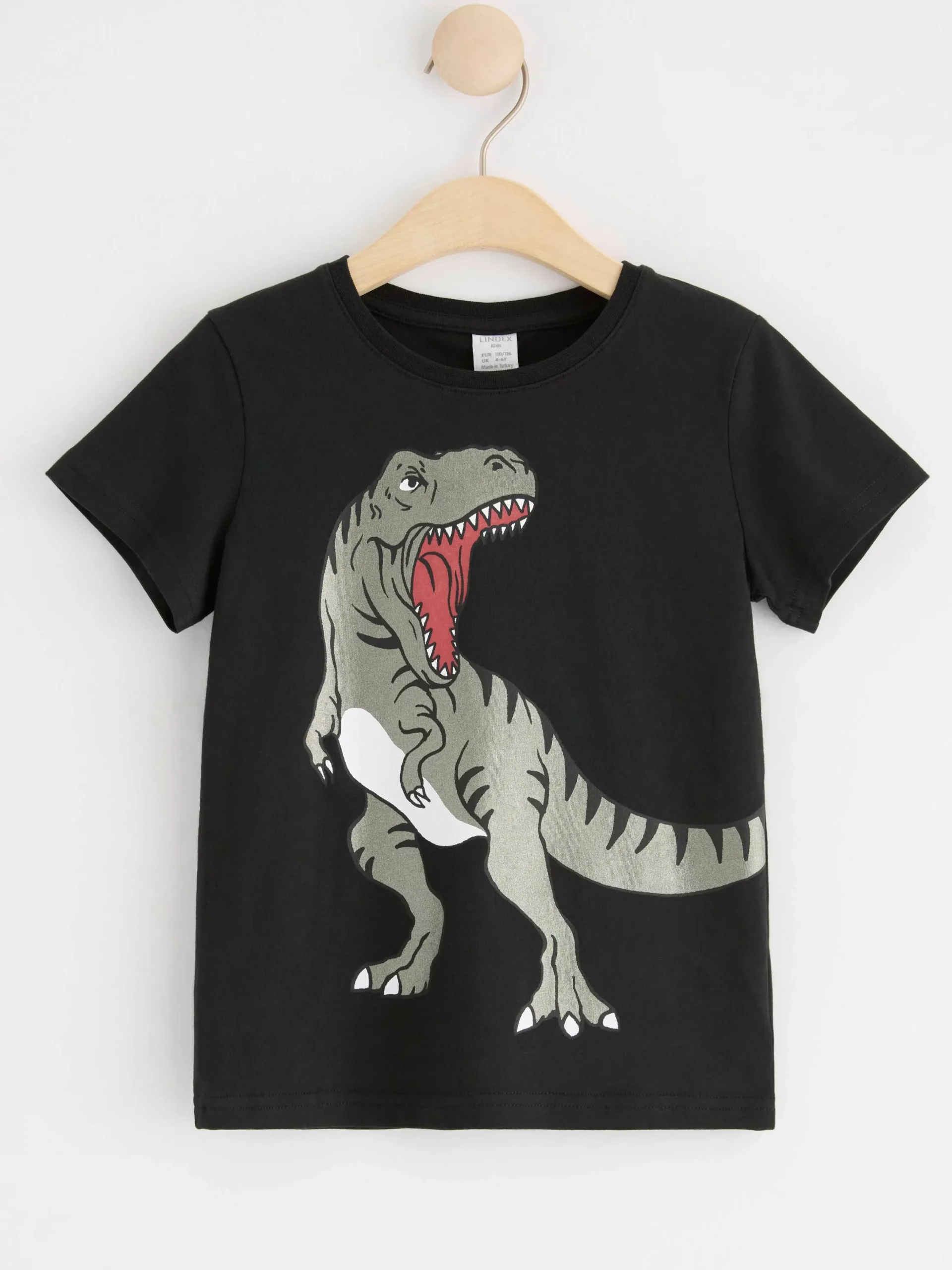 Toppar & T-Shirts>Lindex T-Shirt Med Dinosaurie Off Black