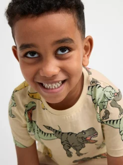 Toppar & T-Shirts>Lindex T-Shirt Med Dinosaurier Light Beige