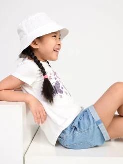 Toppar & T-Shirts>Lindex T-Shirt Med Fjarilar Light Dusty White