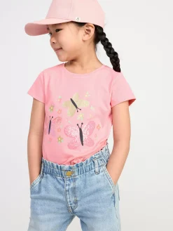Toppar & T-Shirts>Lindex T-Shirt Med Fjarilar Pink