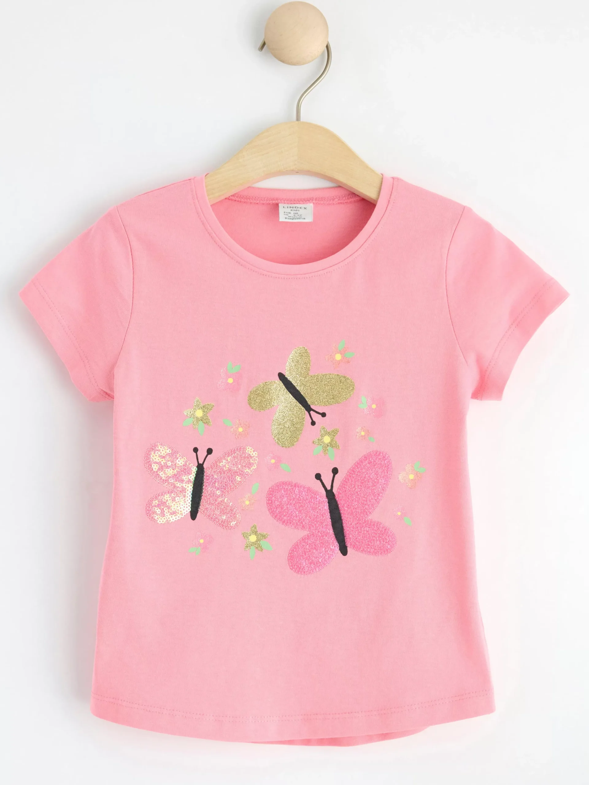 Toppar & T-Shirts>Lindex T-Shirt Med Fjarilar Pink