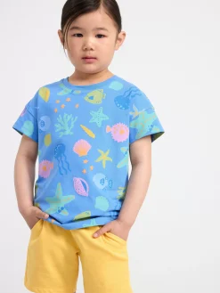 Toppar & T-Shirts>Lindex T-Shirt Med Havsdjur Blue