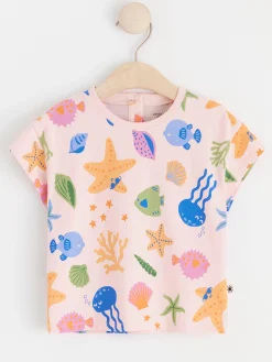 Toppar & T-Shirts>Lindex T-Shirt Med Havsdjur Light Pink