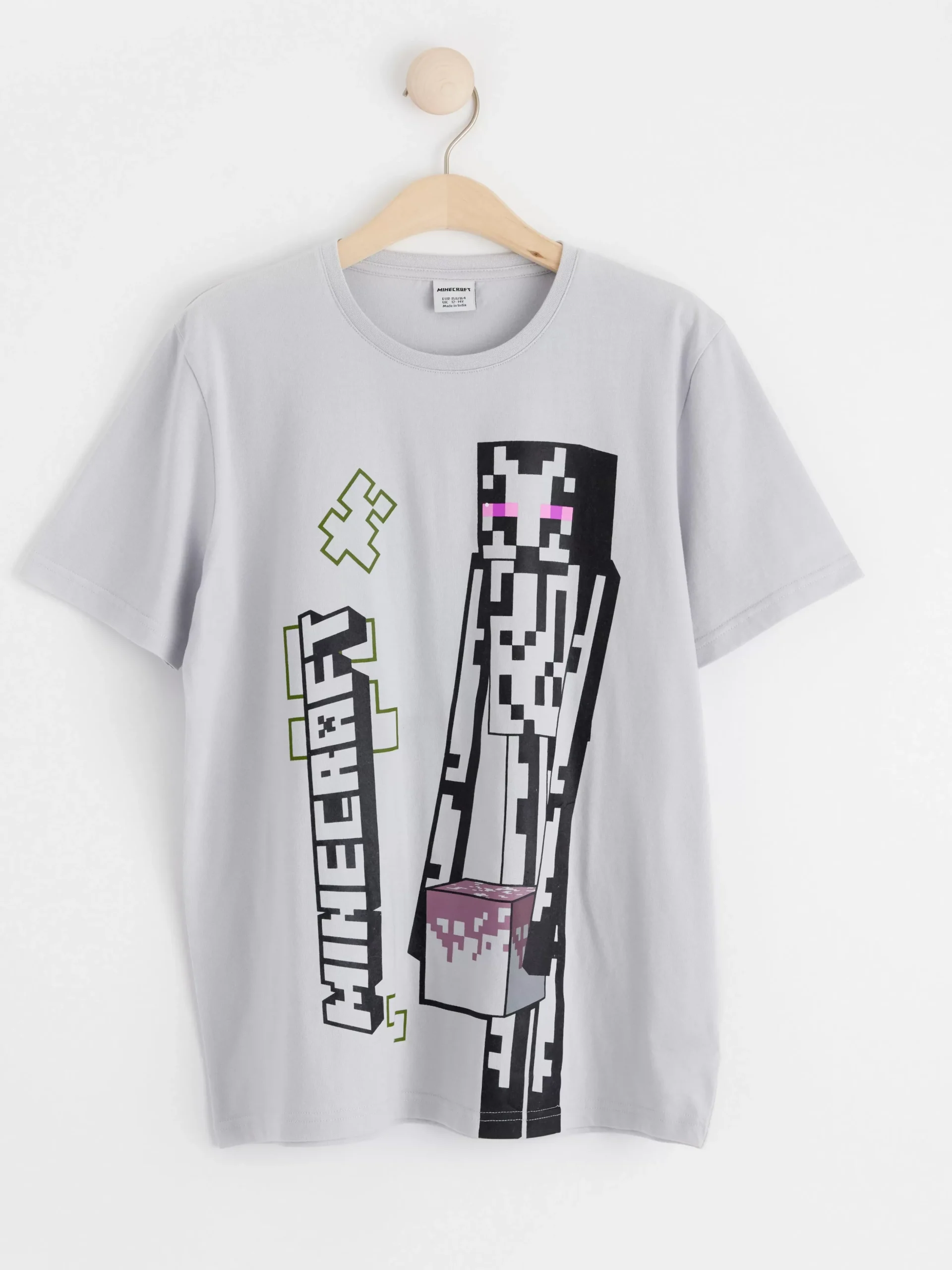 Toppar & T-Shirts>Lindex T-Shirt Med Minecraft-Tryck Light Grey