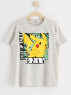 Toppar & T-Shirts>Lindex T-Shirt Med Pokemon Light Grey Melange