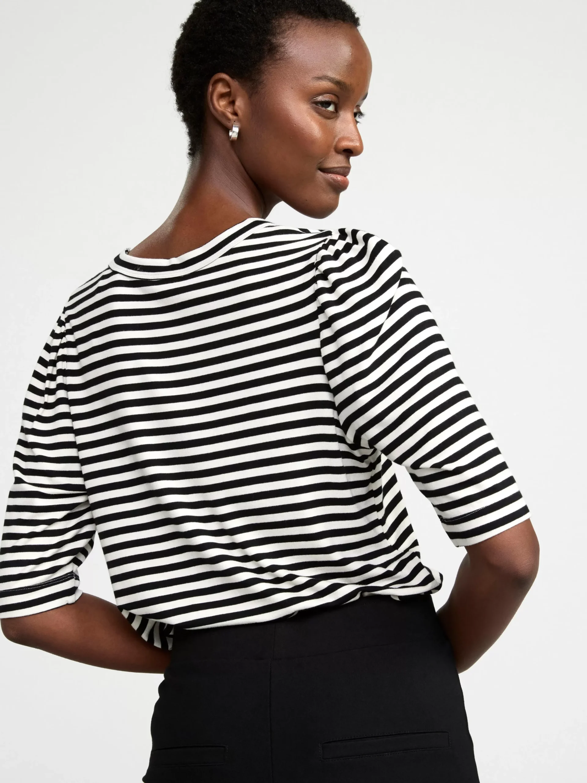 Toppar & T-Shirts>Lindex T-Shirt Med Puffarm I Bomull Light White