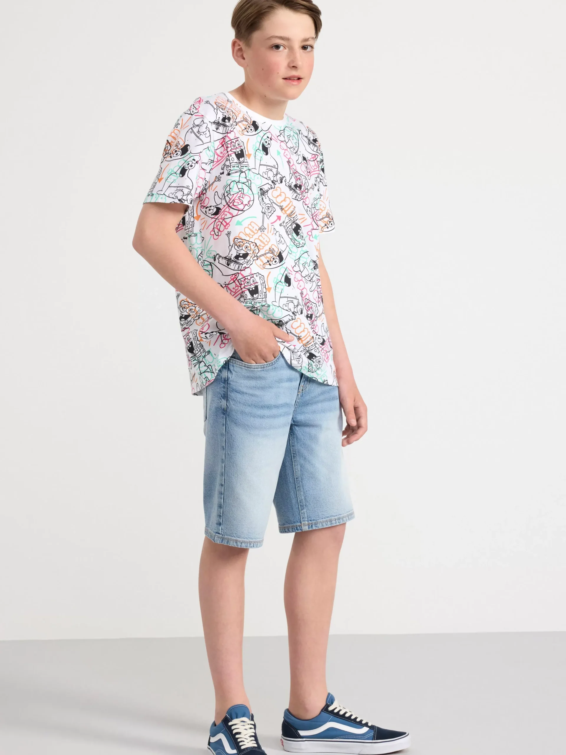 Toppar & T-Shirts>Lindex T-Shirt Med Svampbob Fyrkant White