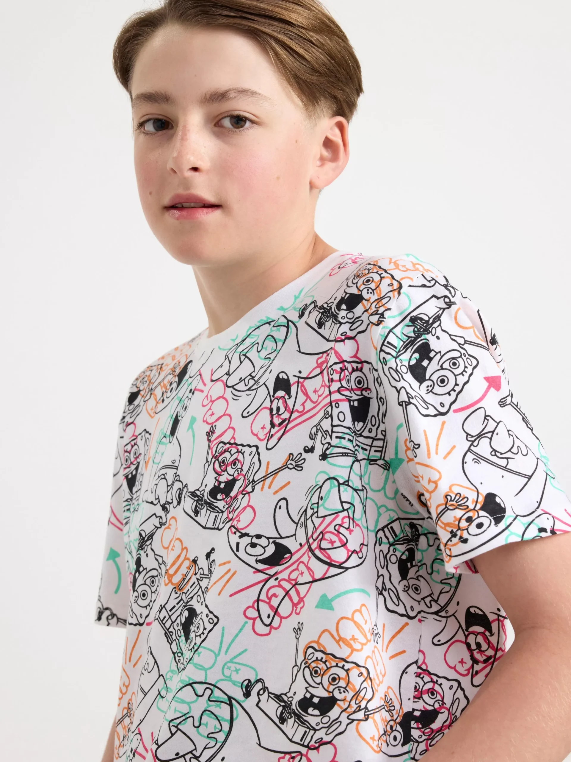 Toppar & T-Shirts>Lindex T-Shirt Med Svampbob Fyrkant White