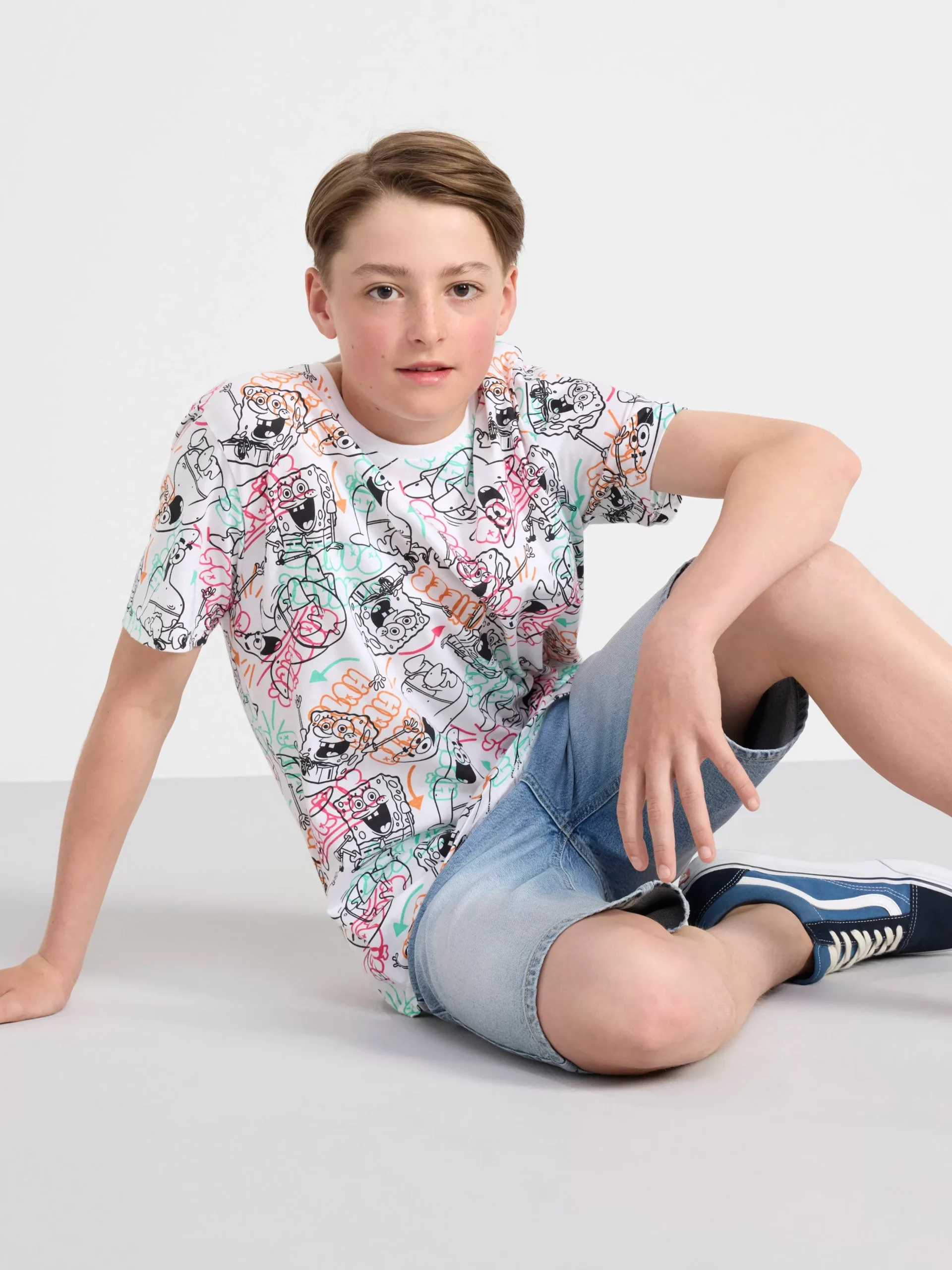 Toppar & T-Shirts>Lindex T-Shirt Med Svampbob Fyrkant White