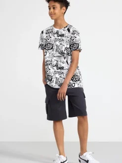 Toppar & T-Shirts>Lindex T-Shirt Med Tecknat Monster Off White