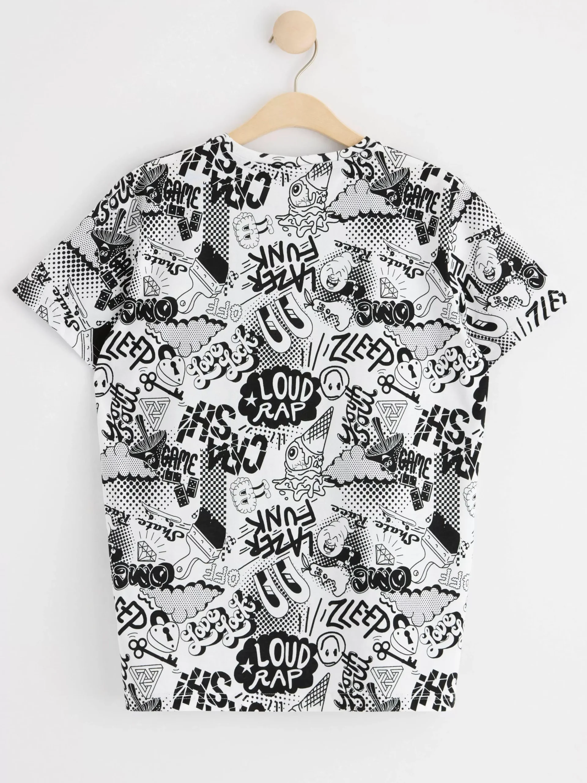 Toppar & T-Shirts>Lindex T-Shirt Med Tecknat Monster Off White