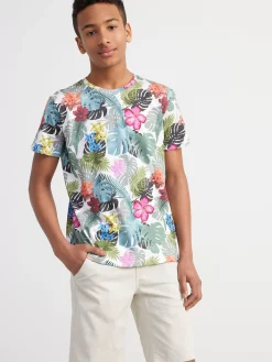 Toppar & T-Shirts>Lindex T-Shirt Med Tropiskt Monster Light Dusty White
