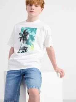 Toppar & T-Shirts>Lindex T-Shirt Med Tryck Off White