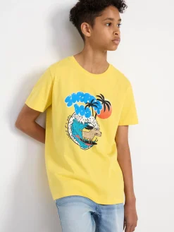 Toppar & T-Shirts>Lindex T-Shirt Med Tryck Light Yellow