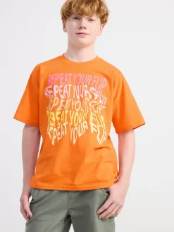 Toppar & T-Shirts>Lindex T-Shirt Med Tryck Orange