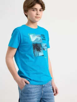 Toppar & T-Shirts>Lindex T-Shirt Med Tryck Turqoise