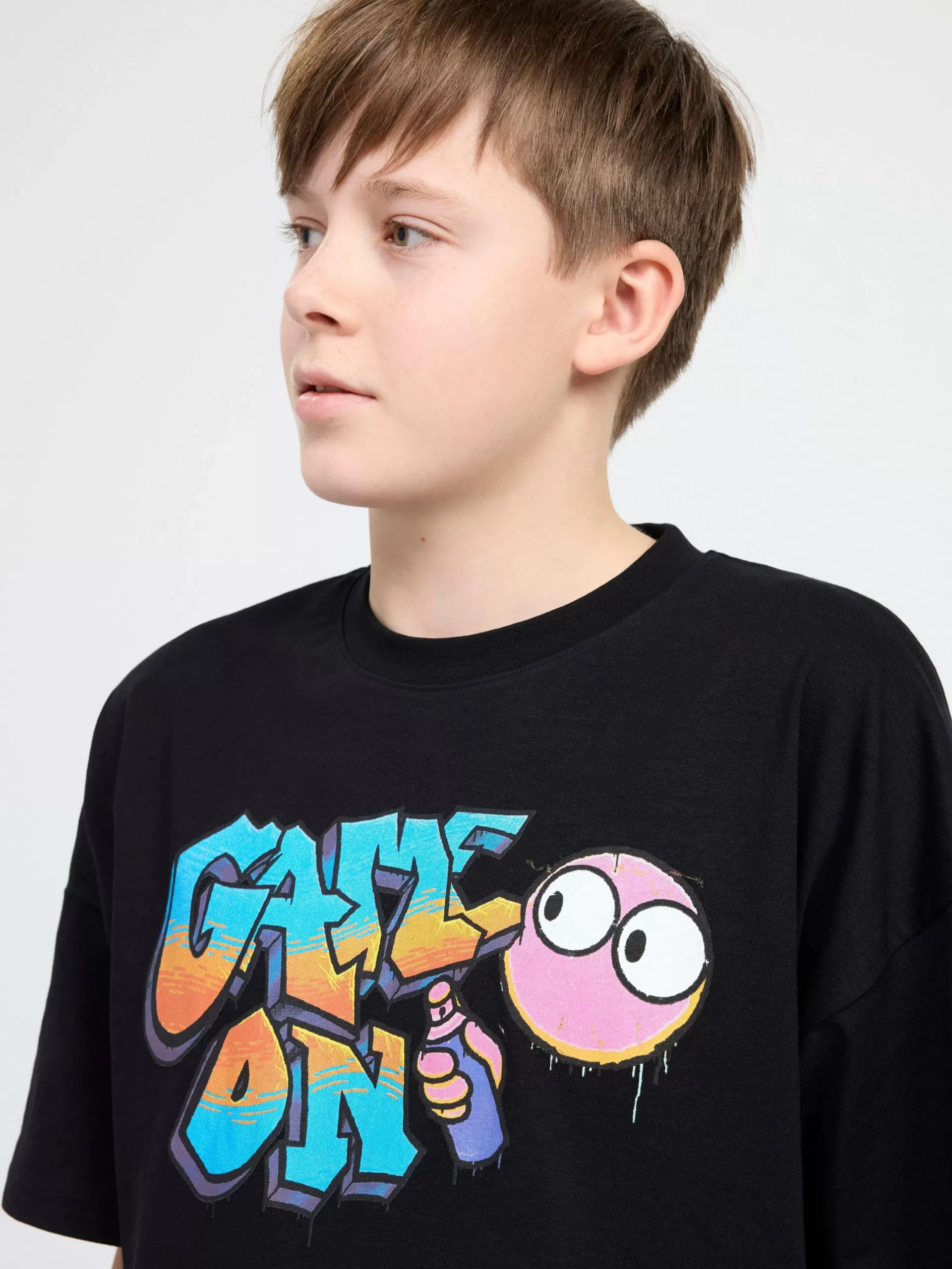Toppar & T-Shirts>Lindex T-Shirt Med Tryck Black