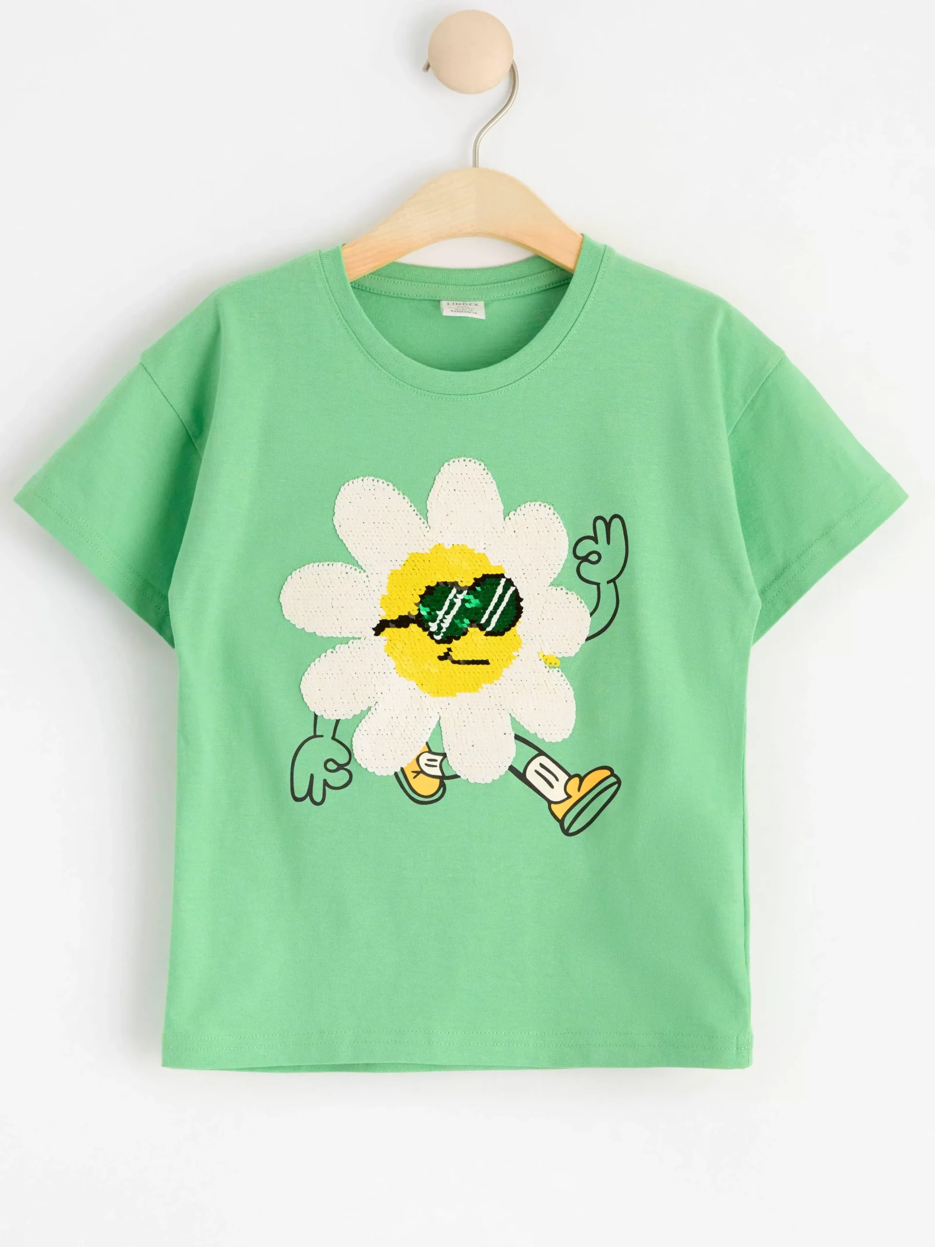Toppar & T-Shirts>Lindex T-Shirt Med Vandbara Paljetter Green