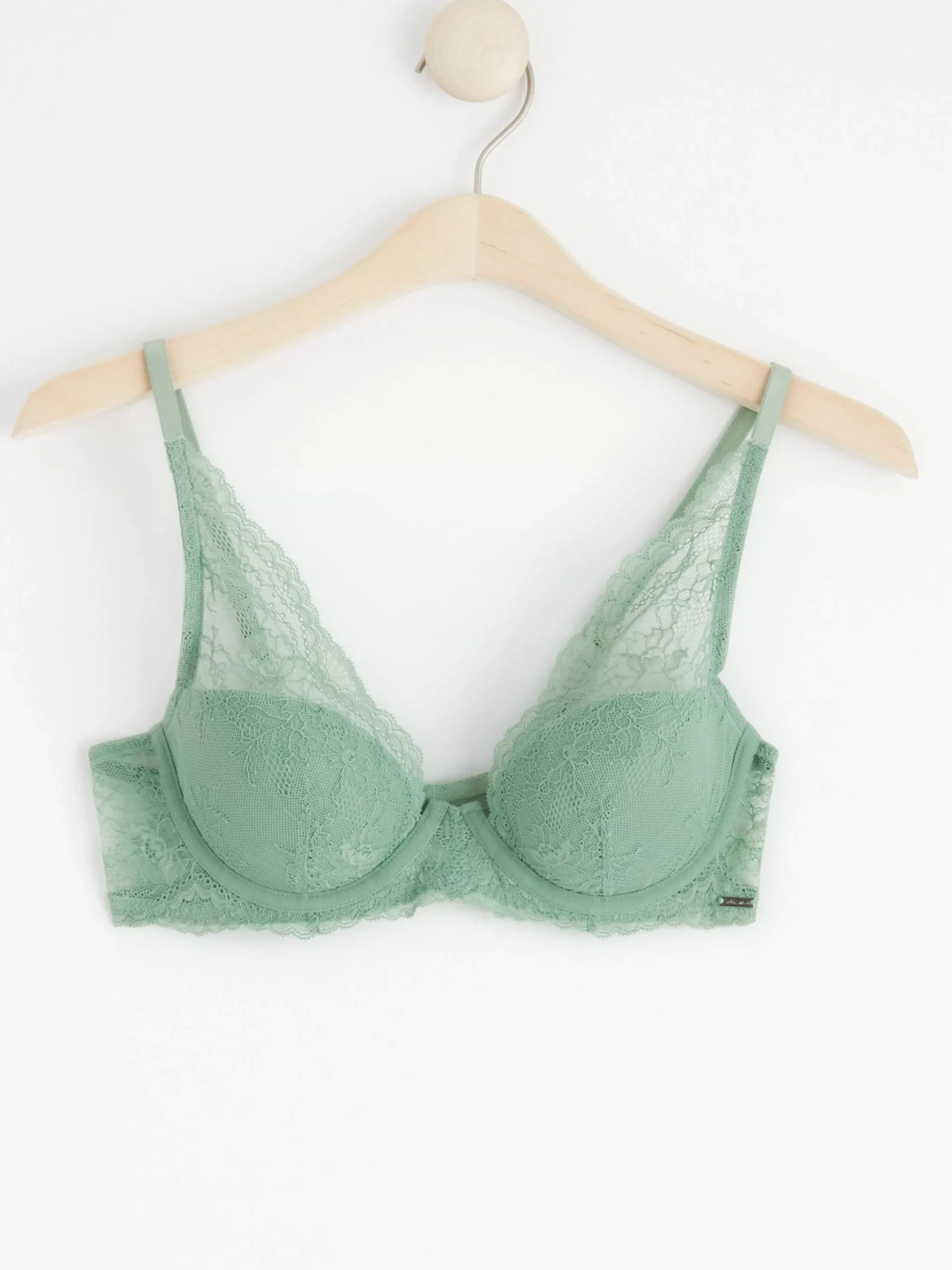 Bh>Lindex Tulip T-Shirt Bh Med Spets Light Dusty Green