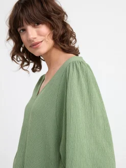 Klänningar>Lindex Tunika Med Puffarm Light Khaki