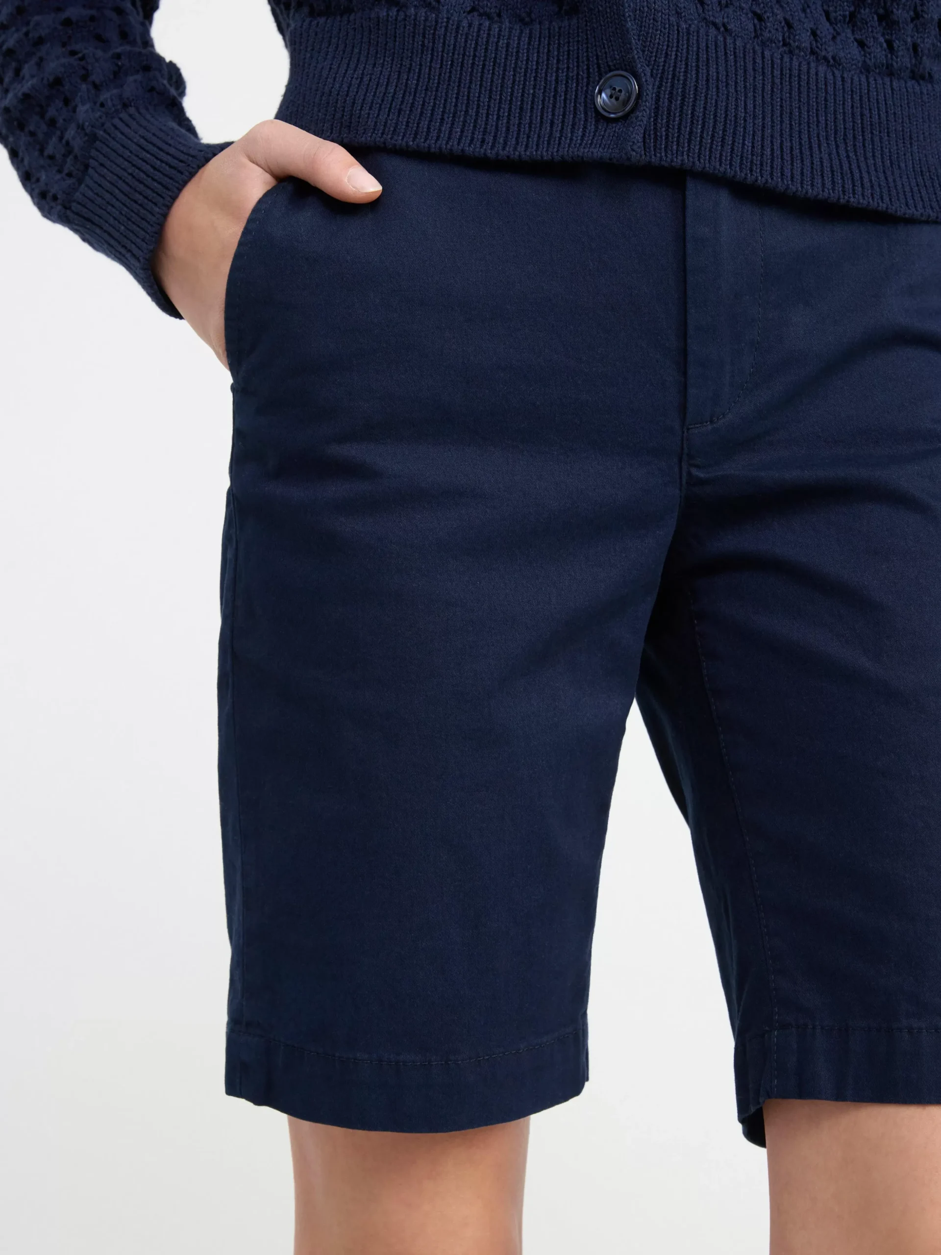 Shorts & Cykelbyxor>Lindex Twillshort Med Normalhog Midja Dark Navy