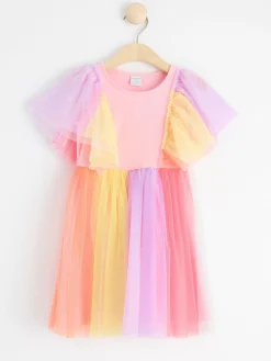 Klänningar>Lindex Tyllklanning Med Kort Arm Light Pink