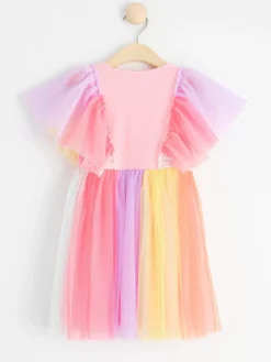 Klänningar>Lindex Tyllklanning Med Kort Arm Light Pink