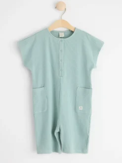 Jumpsuits & Onesies>Lindex Vafflad Bomullsromper Light Dusty Aqua