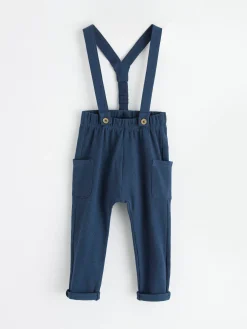 Byxor & Leggings>Lindex Vafflad Hangslebyxa Dark Blue