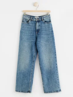 Jeans>Lindex Vanja Vida High Waist Jeans Med Croppat Ben Medium Denim