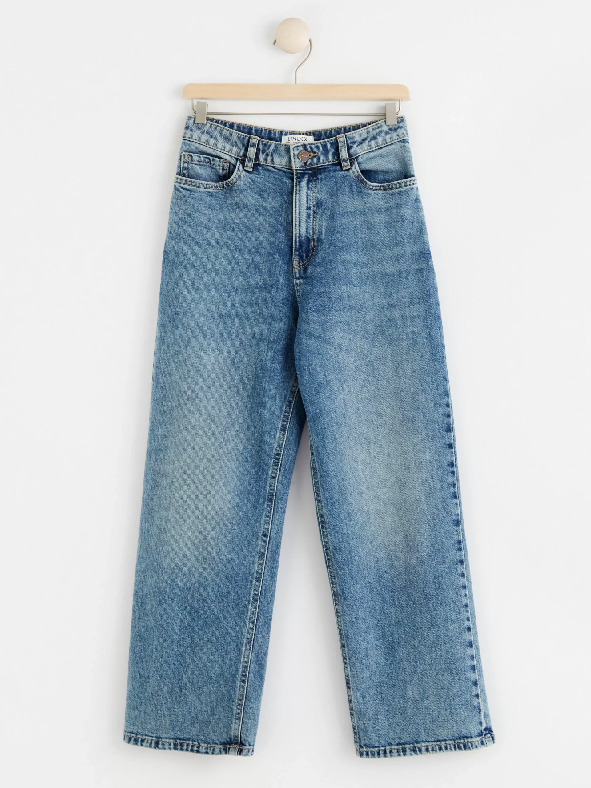 Jeans>Lindex Vanja Vida High Waist Jeans Med Croppat Ben Medium Denim